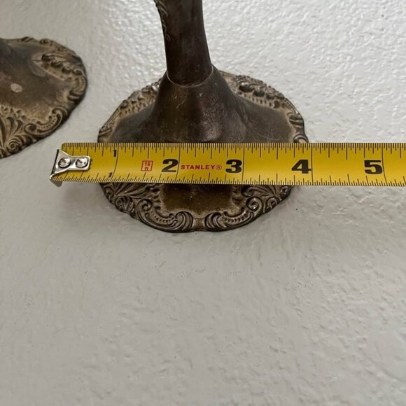 Vintage Candlesticks Candle Holders Set Victorian Rustic Fall Decor Silver Plate - Picture 10 of 10